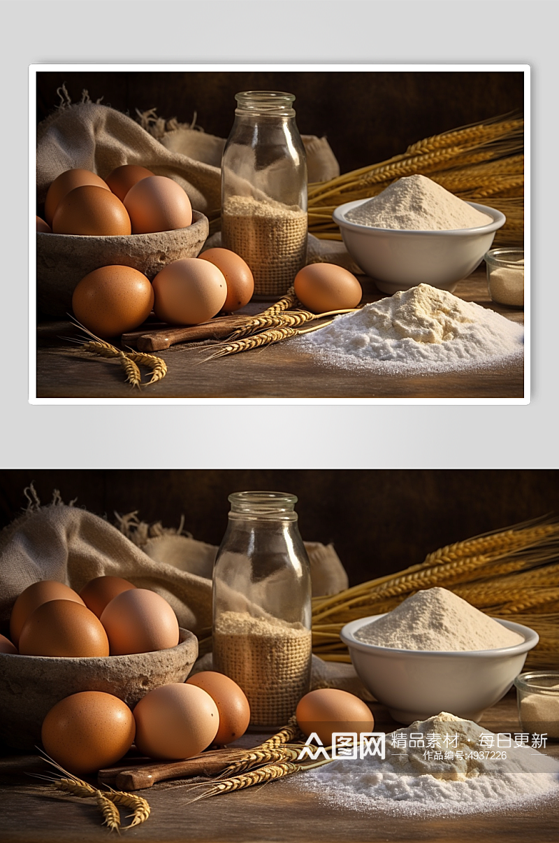 AI数字艺术极简面粉小麦粉烘焙摄影图片素材