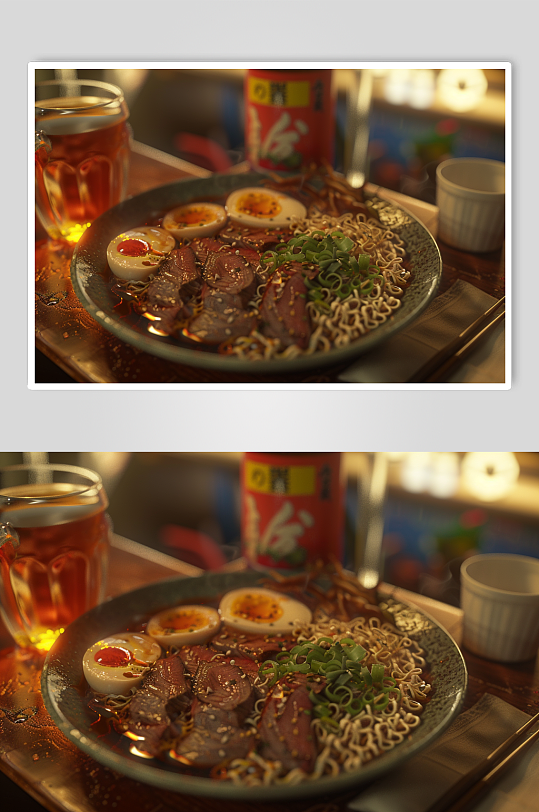 AI数字艺术早餐面条面食摄影图