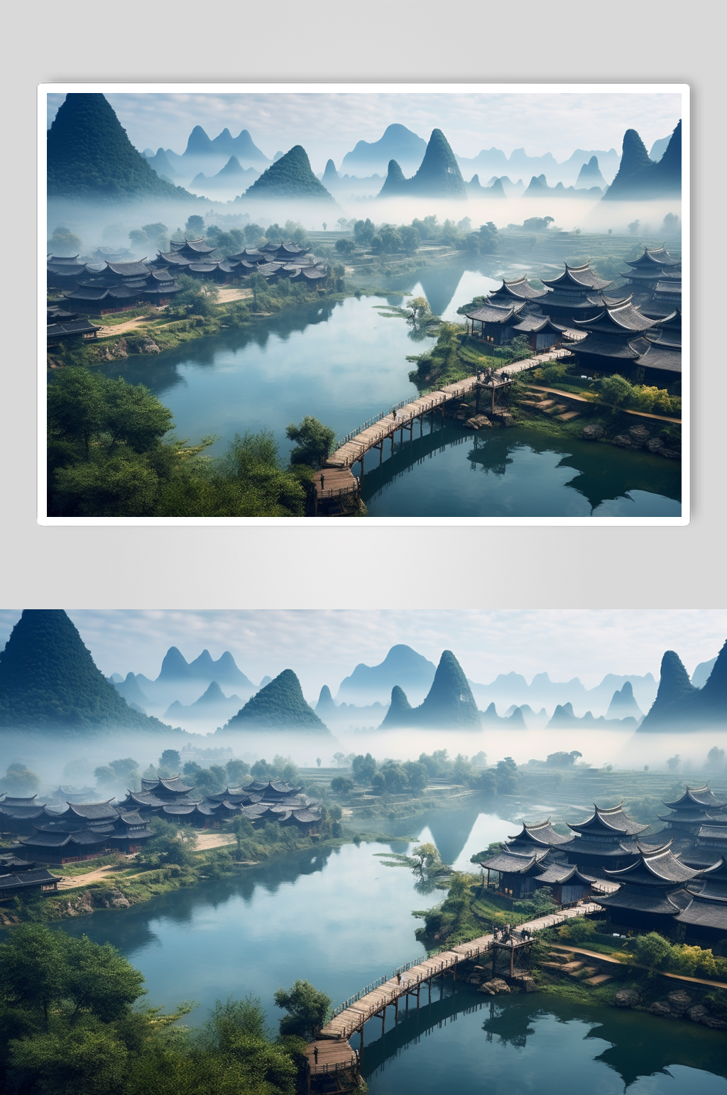 AI数字艺术国内城市贵州千户苗寨风景图片素材