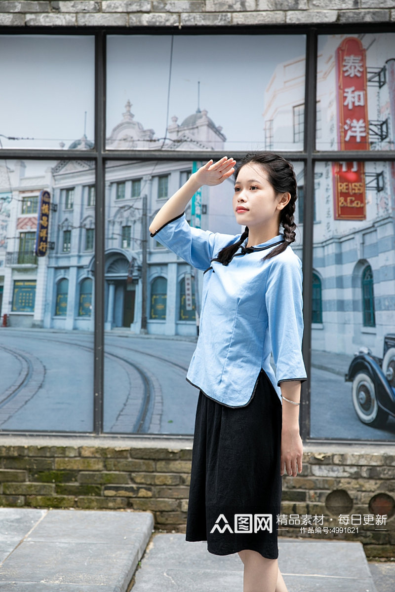 民国女学生装民国人物摄影图片素材