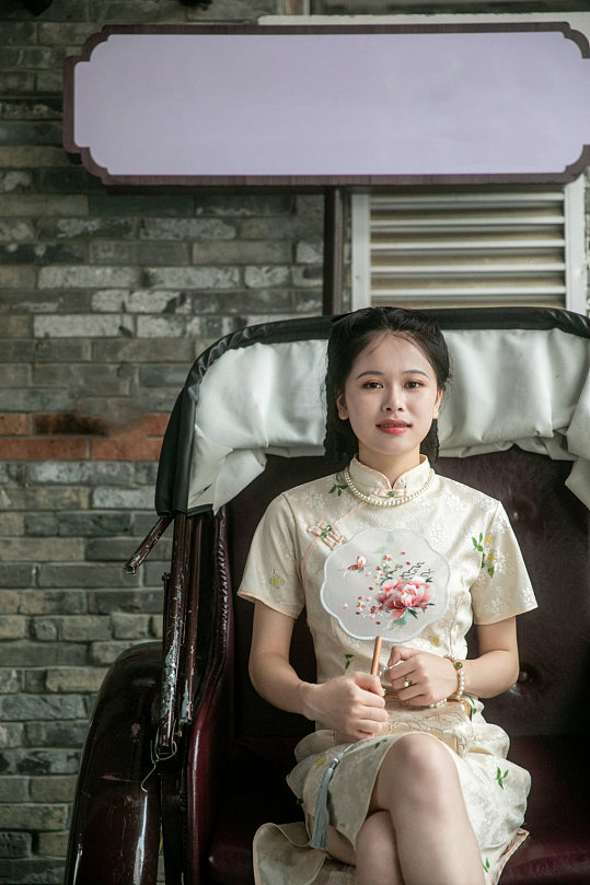 旗袍女性民国人物摄影图片-众图网