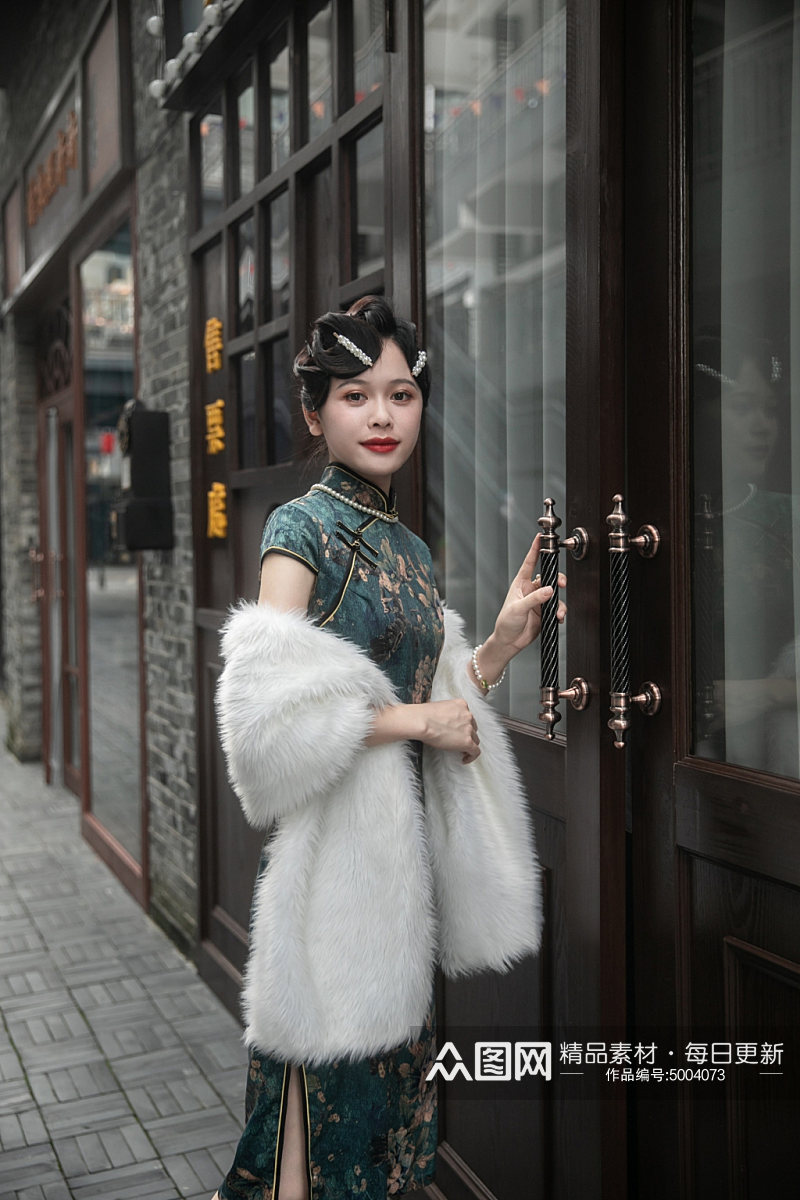 旗袍女性民国人物摄影图片素材