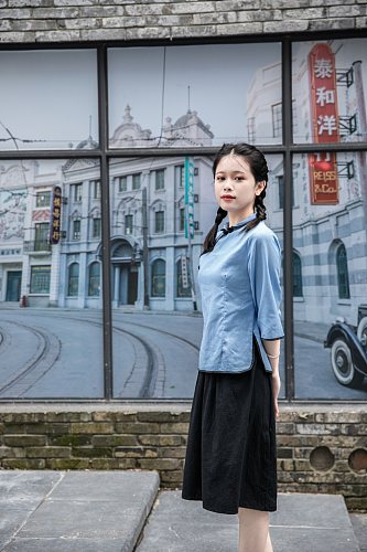 学生服女性民国人物摄影图片