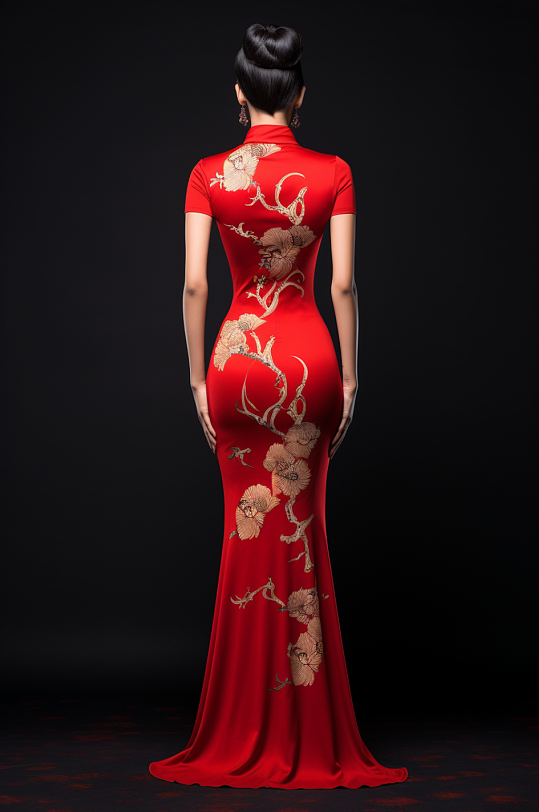 AI数字艺术民国复古旗袍服饰摄影图-众图网