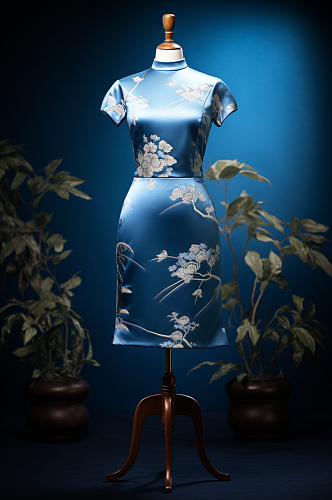 AI数字艺术民国复古旗袍服饰摄影图