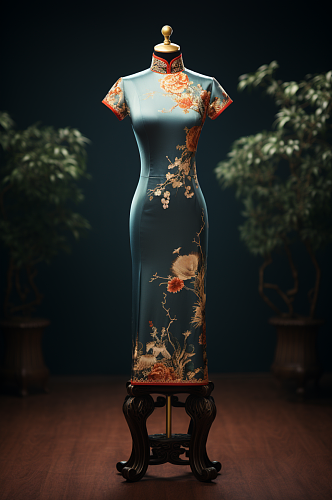AI数字艺术民国复古旗袍服饰摄影图