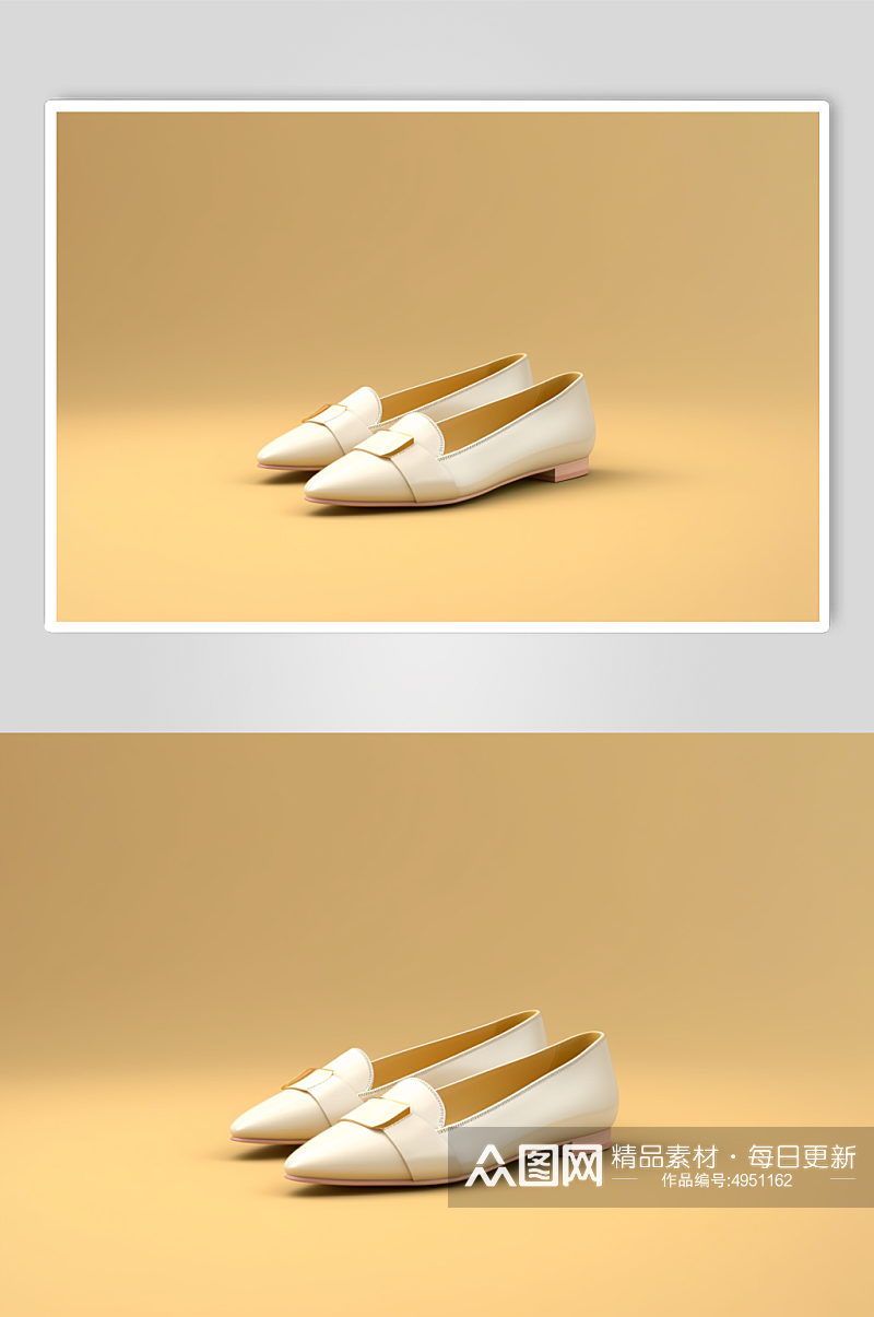 AI数字艺术简约休闲米色单鞋摄影图片素材