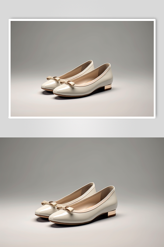 AI数字艺术简约休闲米色单鞋摄影图片-众图网