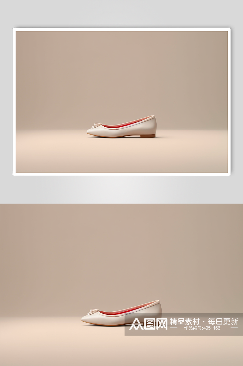 AI数字艺术简约休闲米色单鞋摄影图片素材