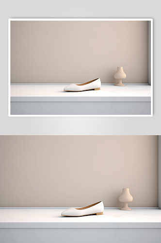 AI数字艺术简约休闲米色单鞋摄影图片