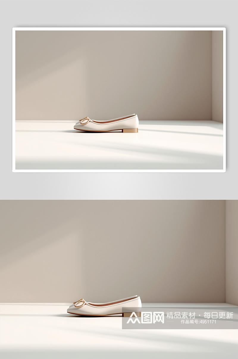 AI数字艺术高清简洁米色单鞋摄影图片素材