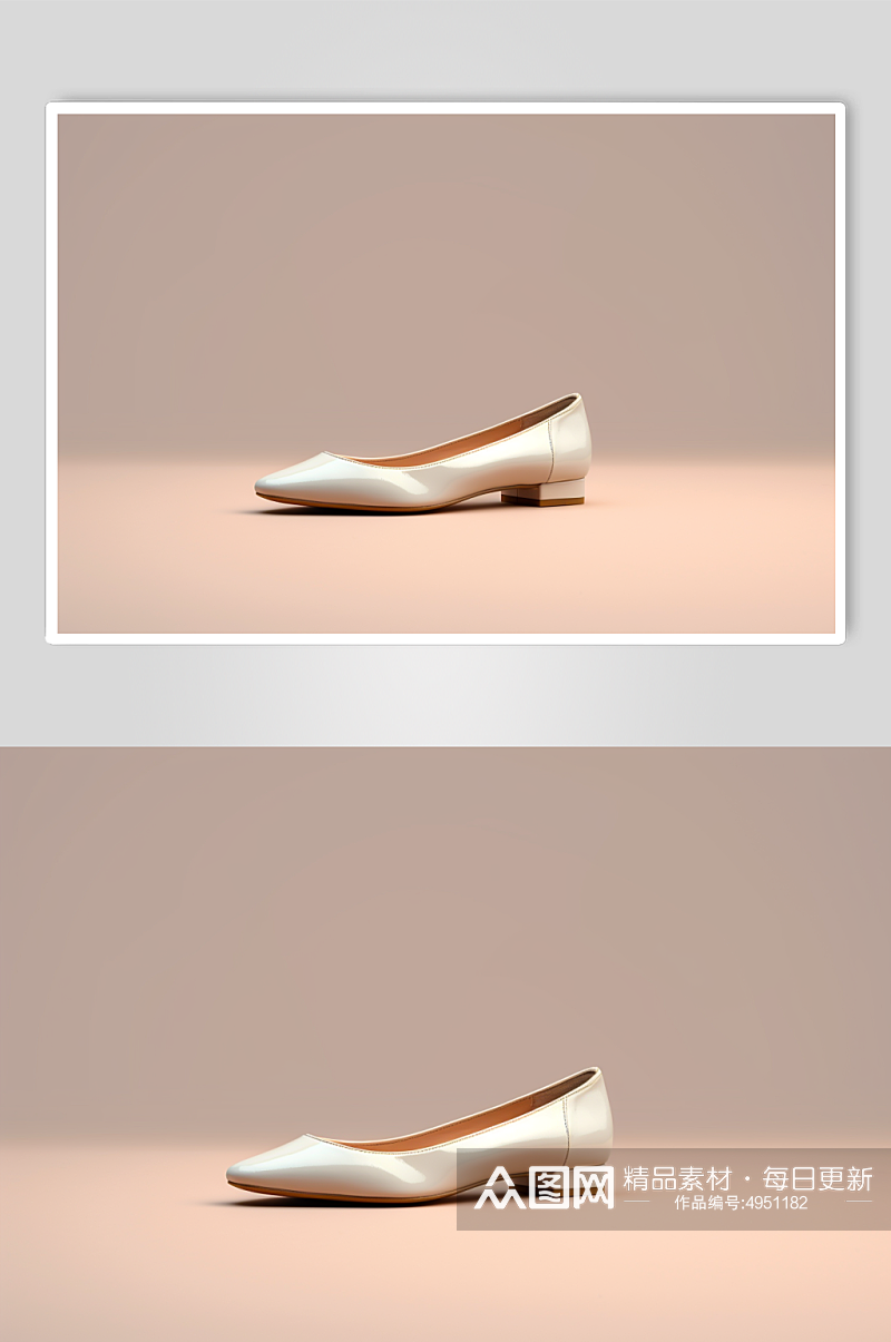 AI数字艺术高清简洁米色单鞋摄影图片素材