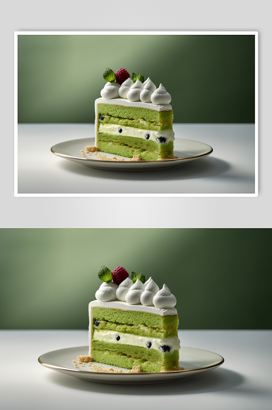 AI数字艺术高清抹茶蛋糕甜品摄影图片
