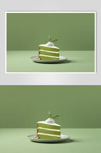 AI数字艺术简约抹茶蛋糕甜品摄影图片