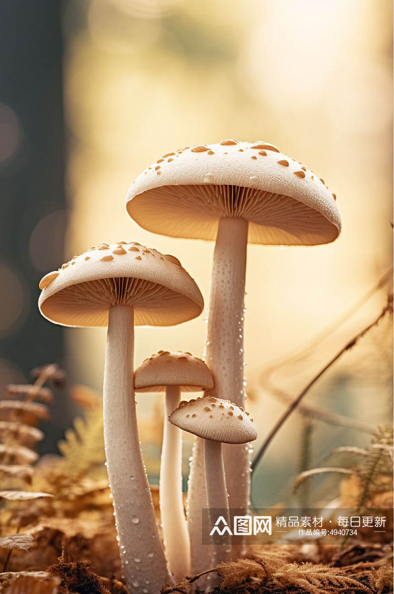 AI数字艺术超清森林里的蘑菇摄影图片素材