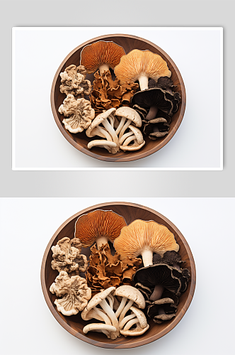 AI数字艺术蘑菇菌菇拼盘摄影图