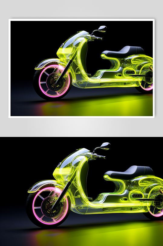 AI数字艺术炫酷技感摩托车交通工具图片