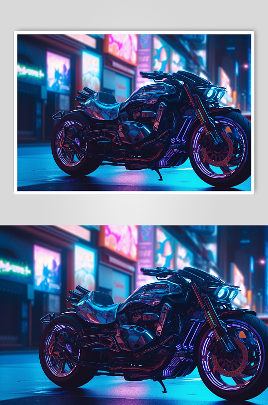 AI数字艺术原创技感摩托车交通工具图片