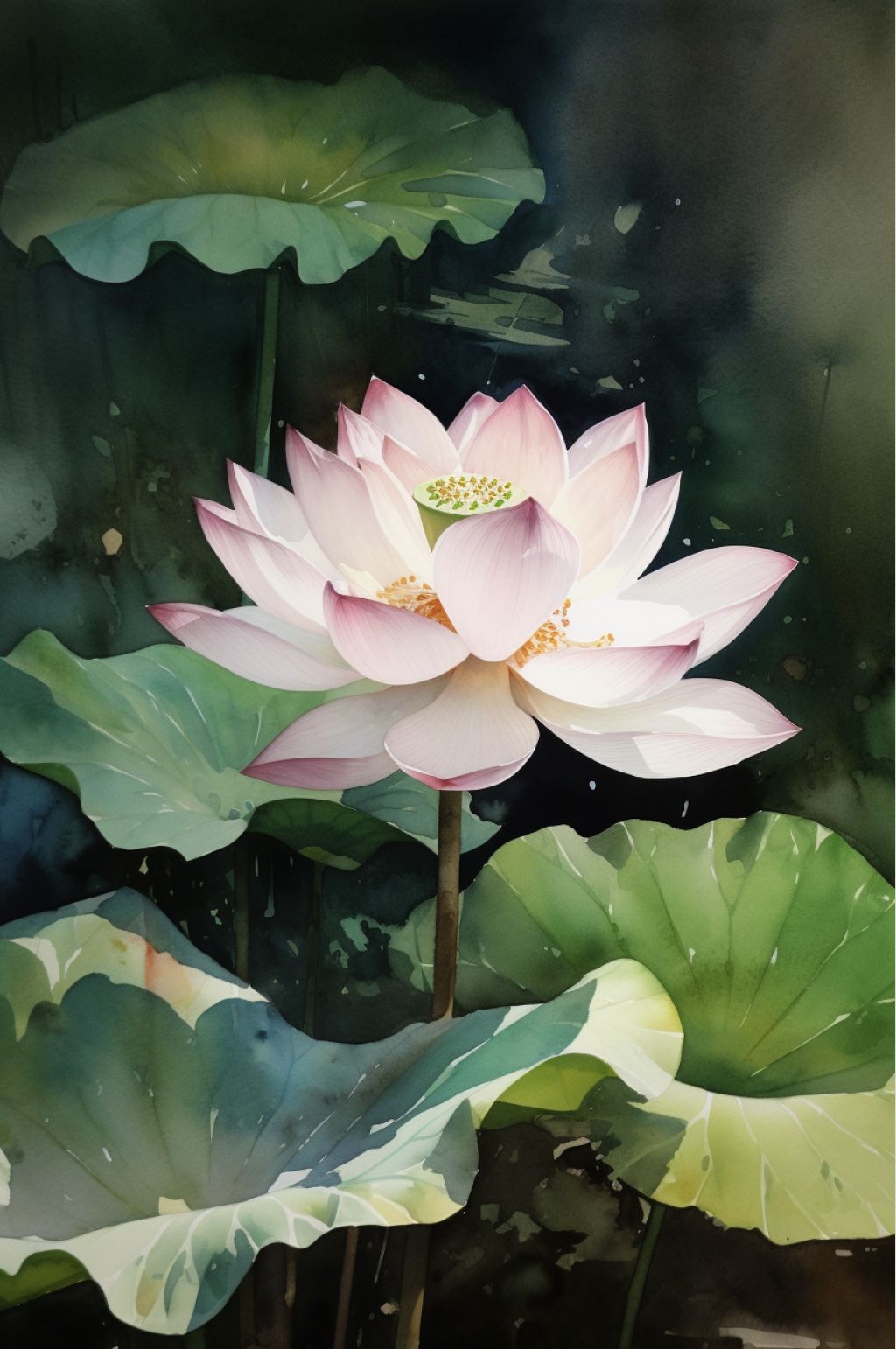 AI数字艺术粉色牡丹花水彩素材