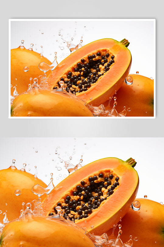 AI数字艺术新鲜的木瓜广告杂志摄影图片