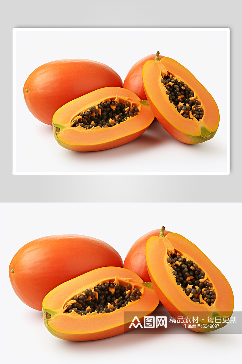 AI数字艺术新鲜的木瓜广告杂志摄影图片素材