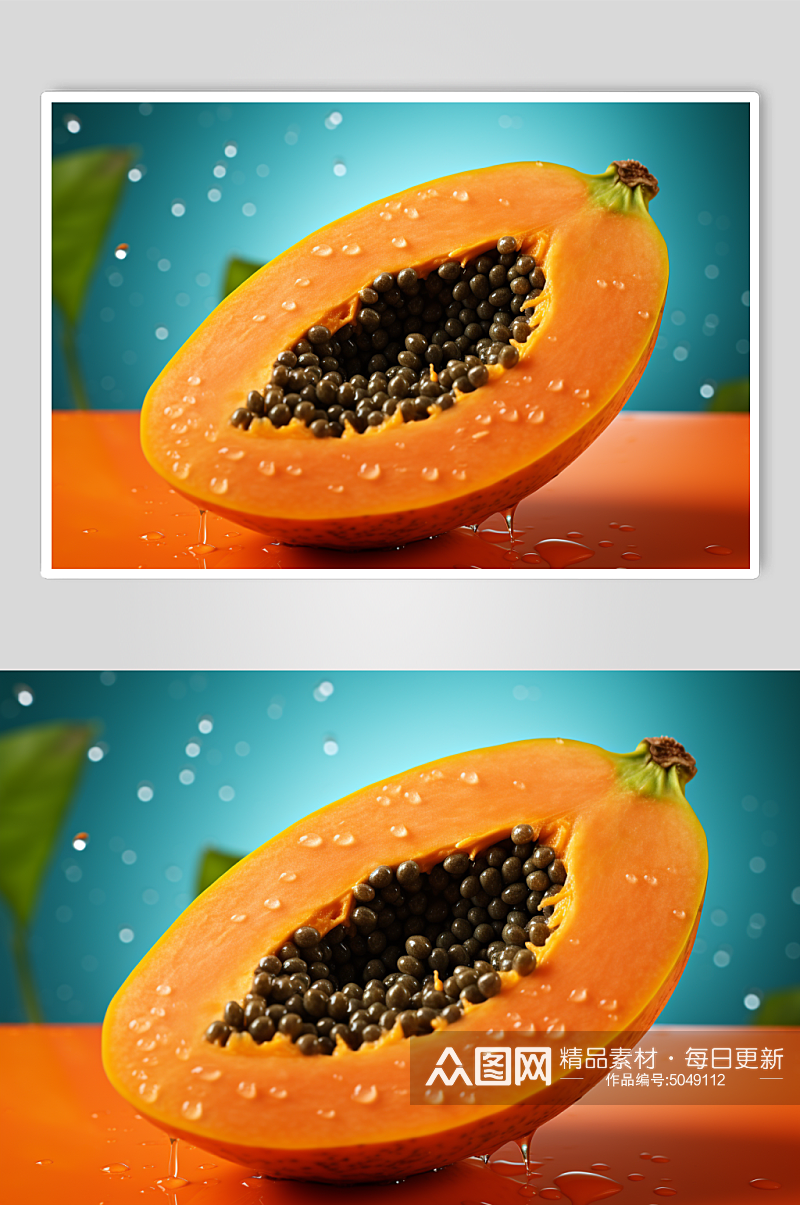 AI数字艺术新鲜的木瓜广告杂志摄影图片素材