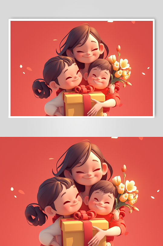 AI数字艺术母亲节模型元素-众图网
