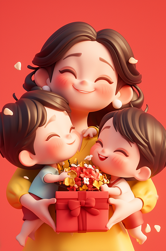 AI数字艺术母亲节模型元素-众图网