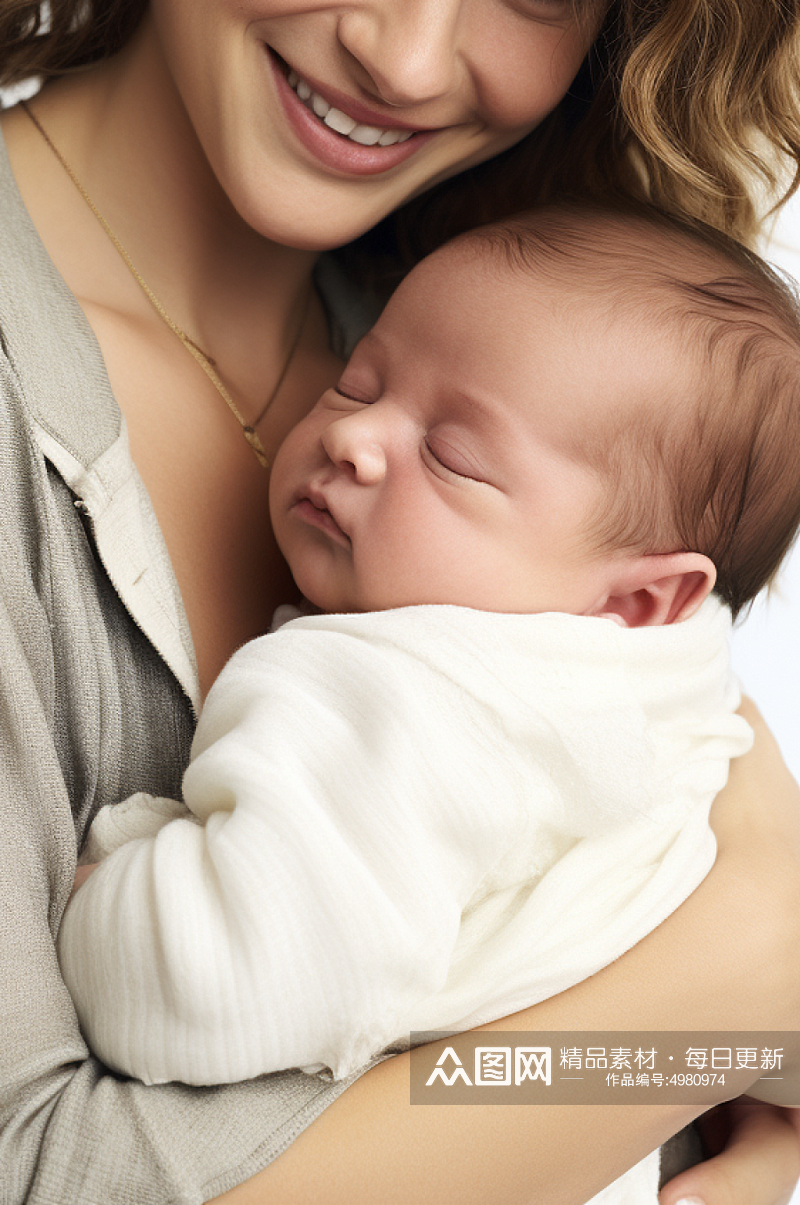 AI数字艺术母婴母乳喂养母亲婴儿摄影图片素材