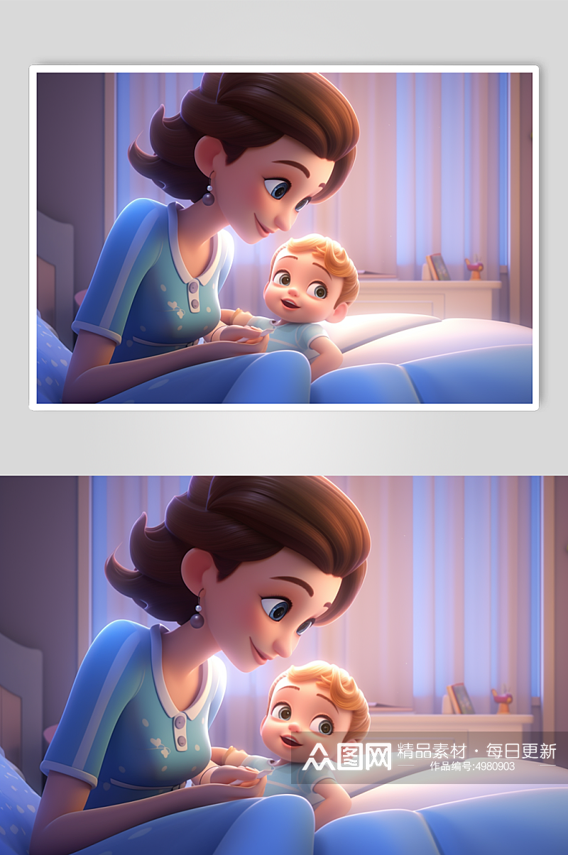 AI数字艺术创意母乳喂养母婴温馨插画素材