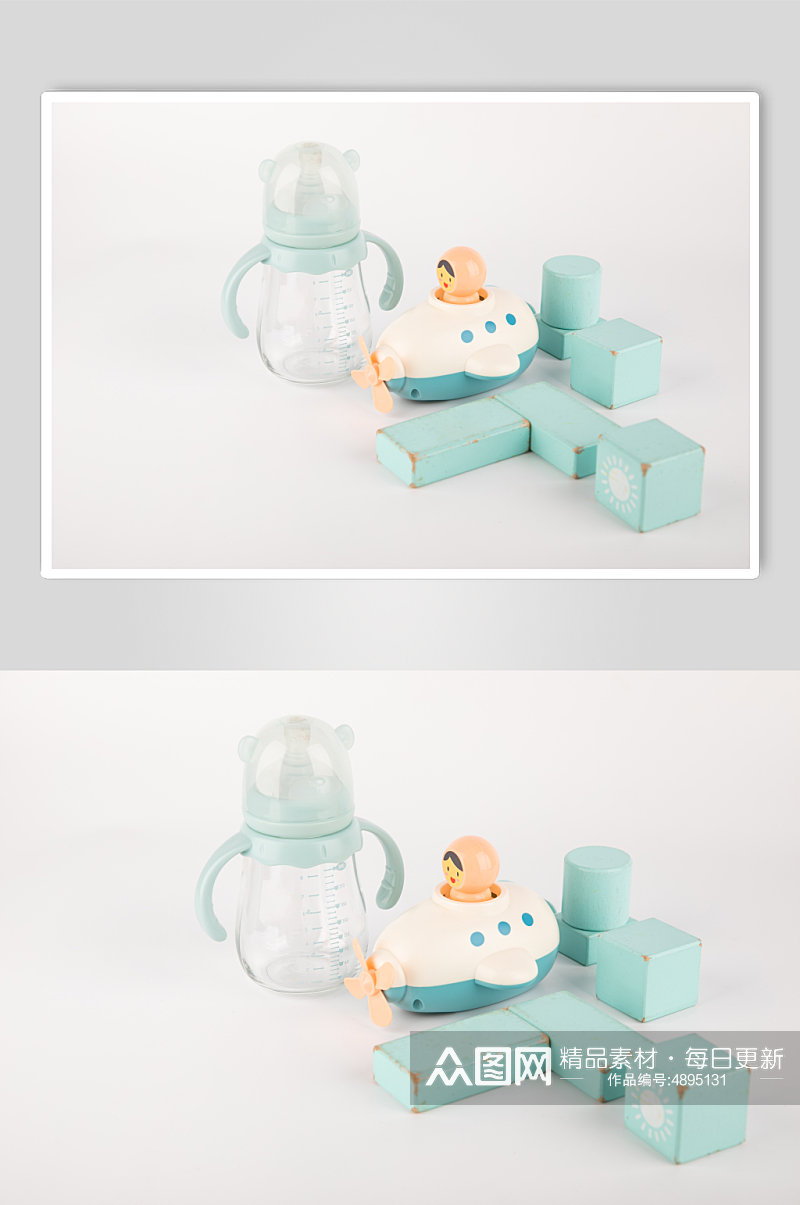 绿色安全硅胶奶瓶母婴用品摄影图片素材
