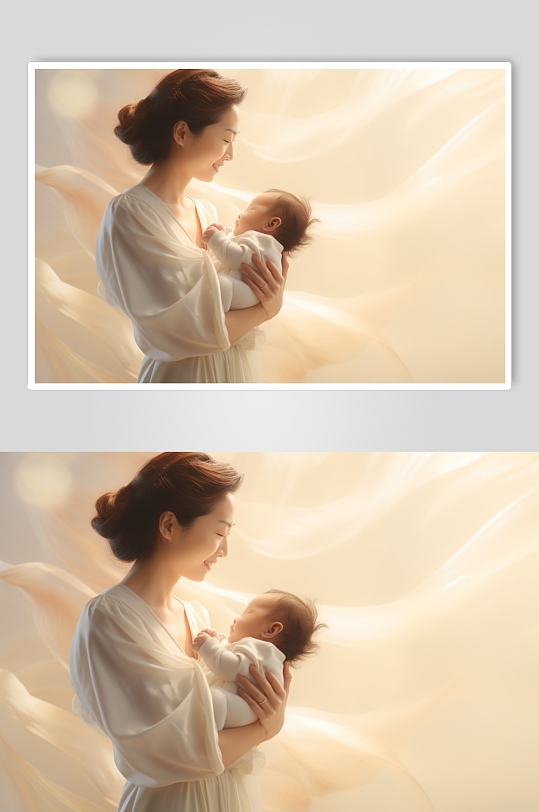 AI数字艺术母婴母亲婴儿肖像人物摄影图