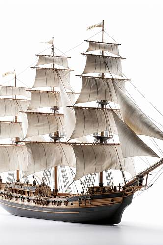 AI数字艺术极简古老木质帆船交通工具图片