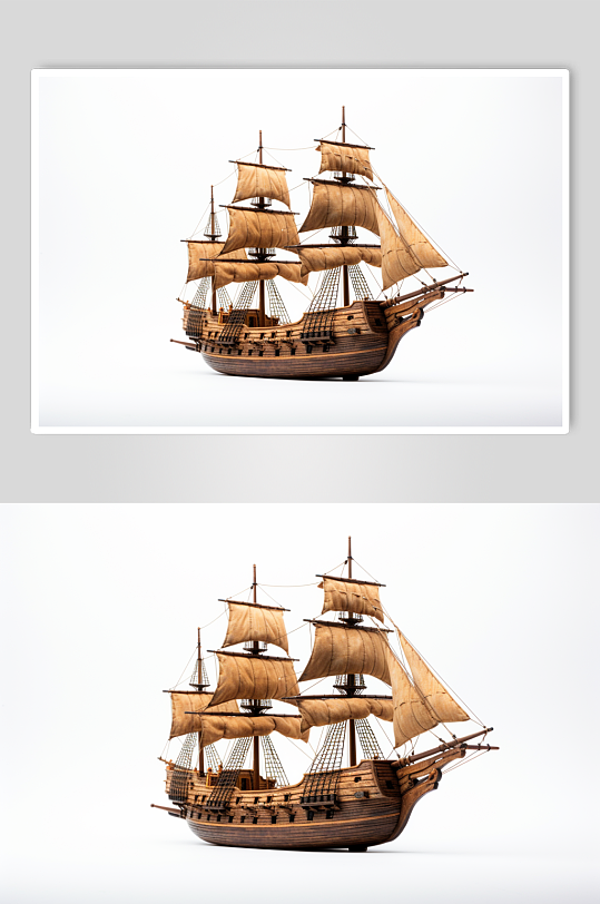 AI数字艺术木质帆船交通工具图片