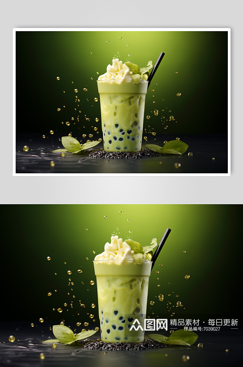 AI数字艺术春季春天奶茶摄影图素材
