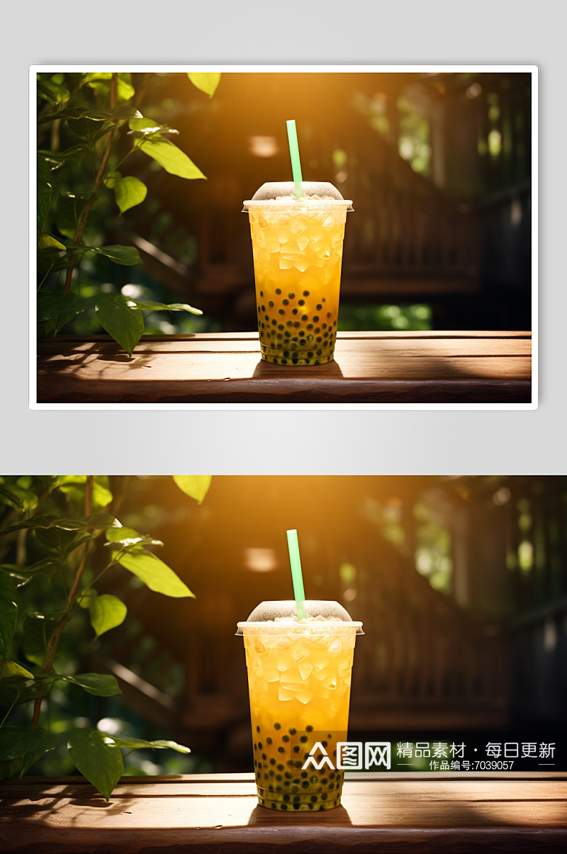 AI数字艺术春季春天奶茶摄影图素材