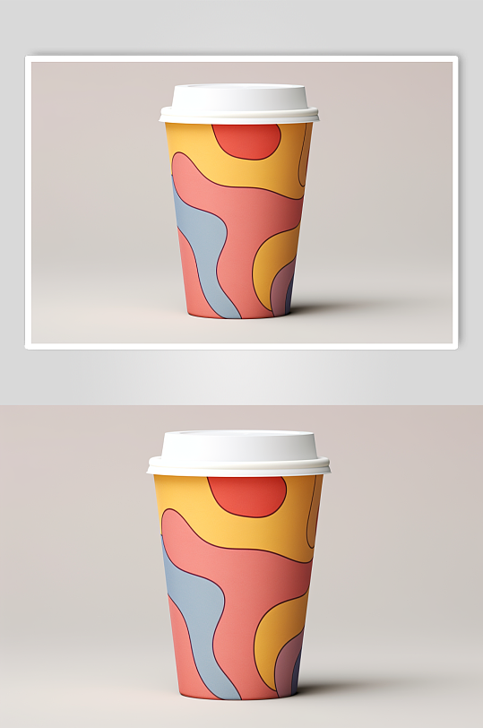 AI数字艺术奶茶咖啡杯样机模型
