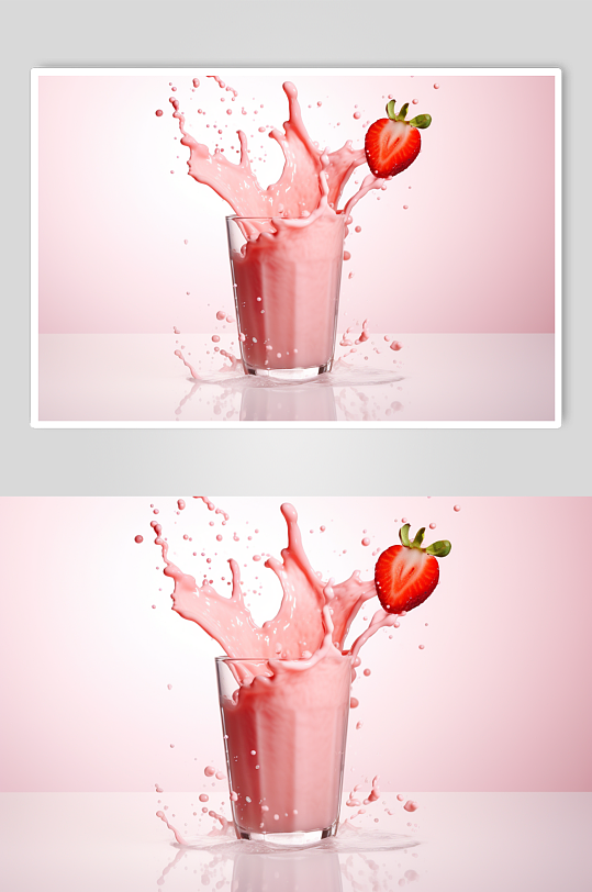 AI数字艺术水果奶茶饮品飞溅摄影图