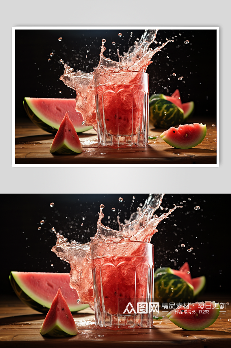 AI数字艺术水果奶茶饮品飞溅摄影图素材