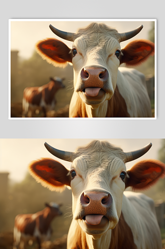 AI数字艺术手绘奶牛动物摄影图片