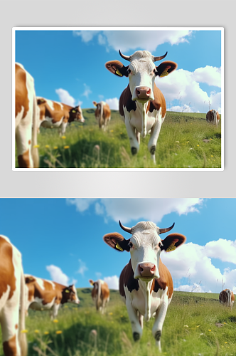 AI数字艺术卡通奶牛动物摄影图片