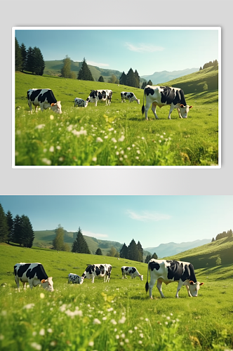 AI数字艺术卡通奶牛动物摄影图片
