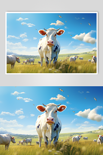 AI数字艺术奶牛动物摄影图片