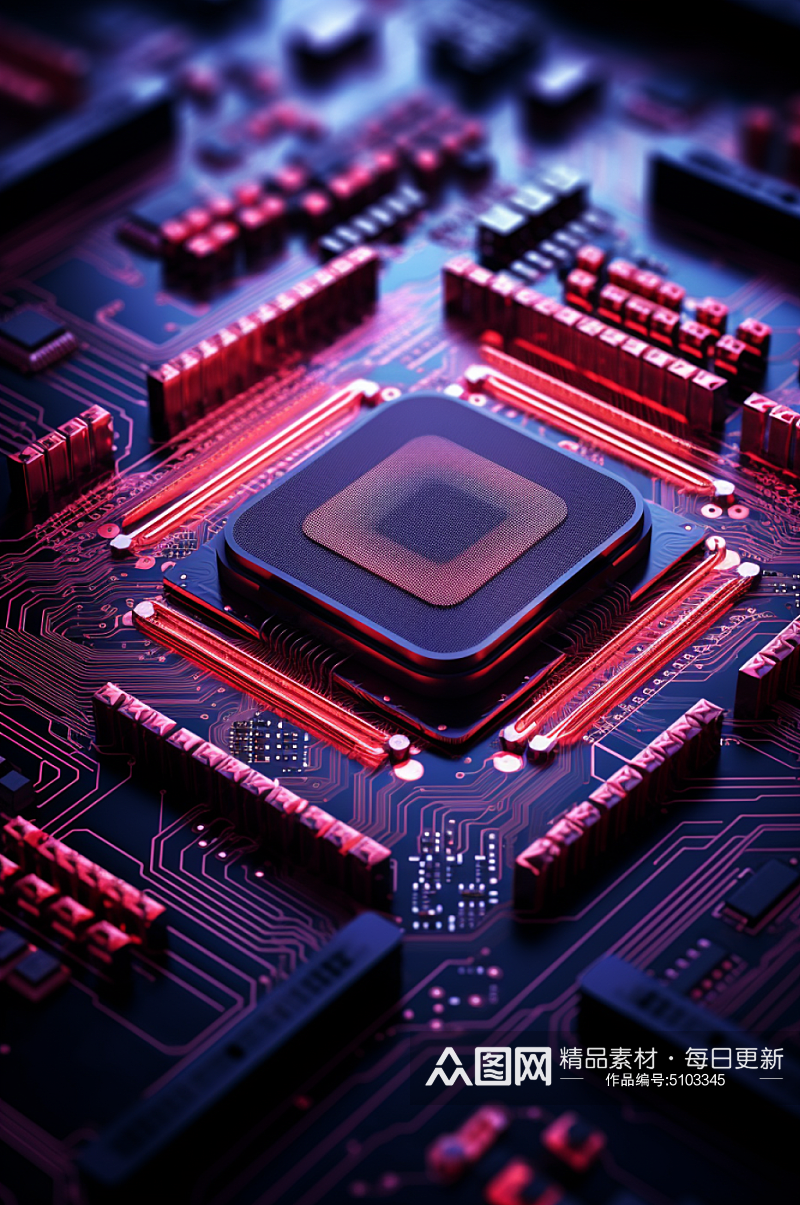 AI数字艺术高科技芯片晶体管电路板模型素材