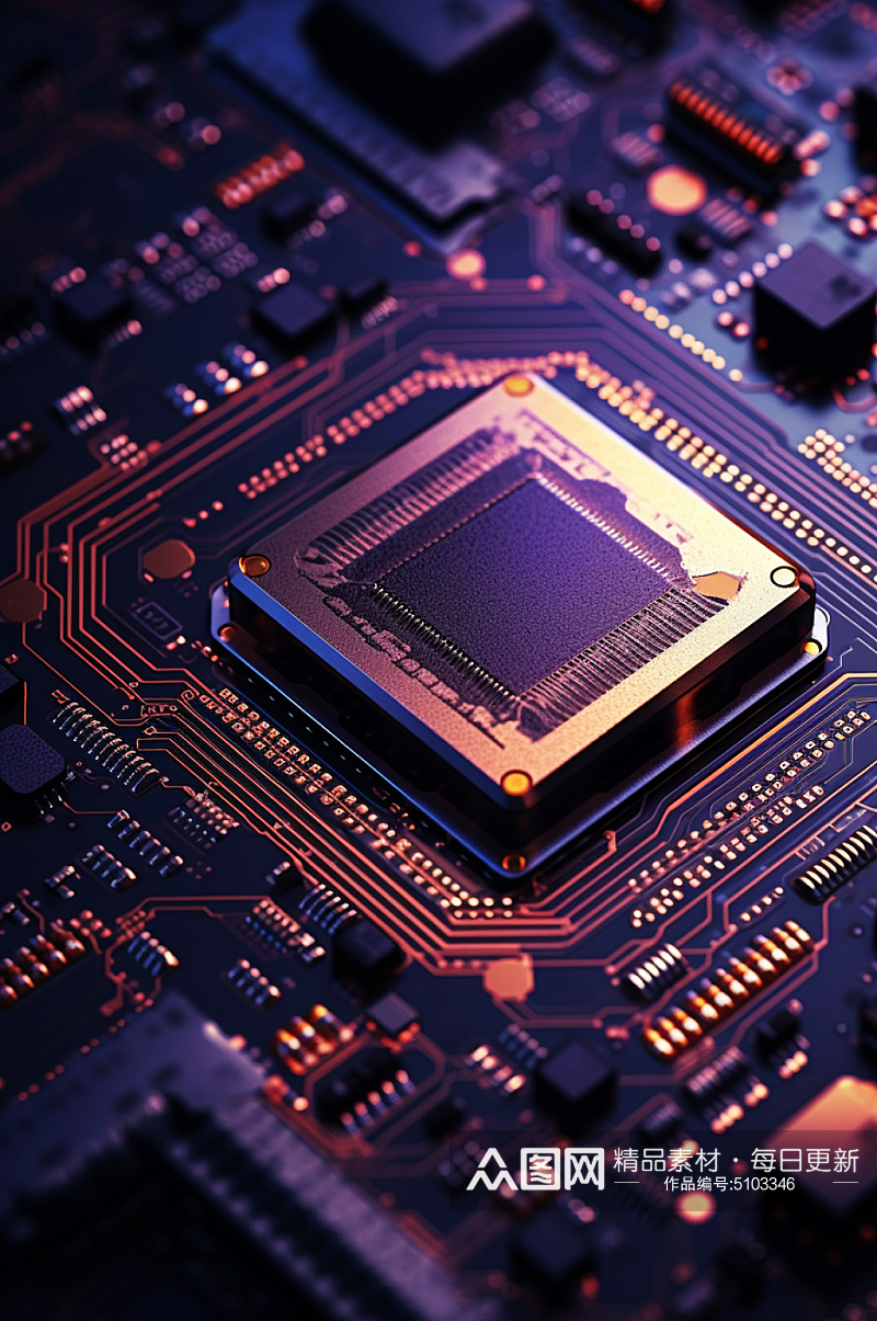 AI数字艺术高科技芯片晶体管电路板模型素材