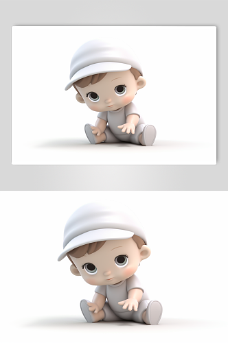 AI数字艺术卡通可爱男生婴儿人物模型