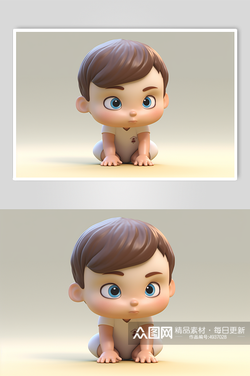 AI数字艺术卡通可爱男生婴儿人物模型素材