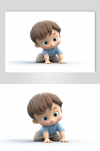 AI数字艺术手绘可爱男生婴儿人物模型