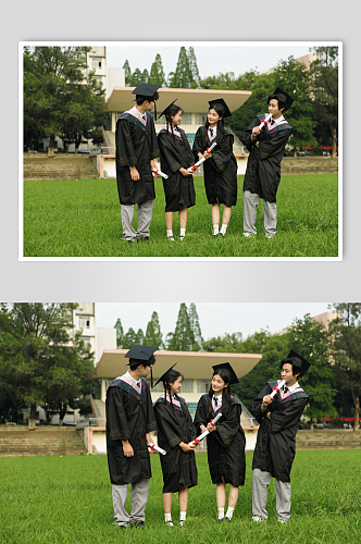 身穿校服年青人学生毕业季人物摄影图片