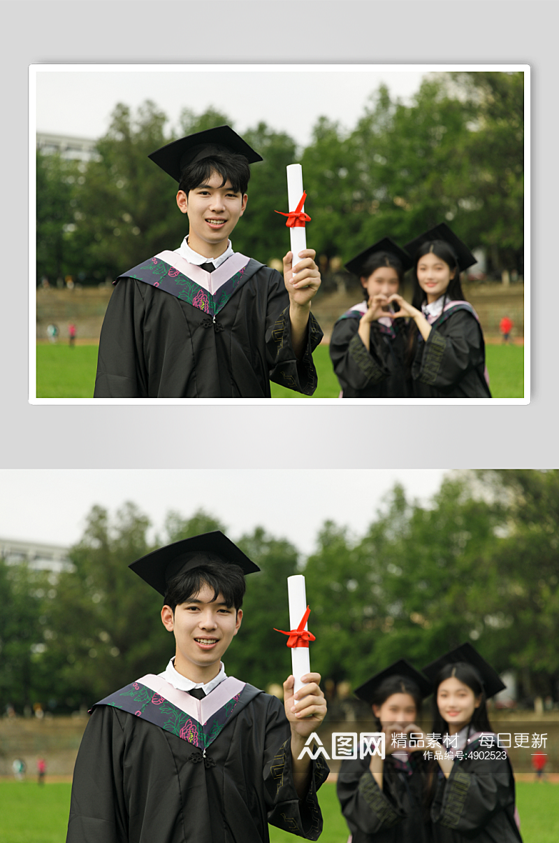 手拿毕业证年青人学生毕业季人物摄影图片素材